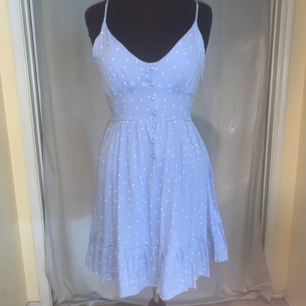 NWT Gilli spaghetti strap blue polka dot dress